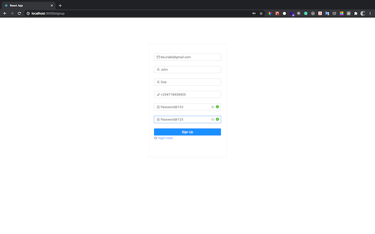 Registrando um novo usuário para nosso aplicativo