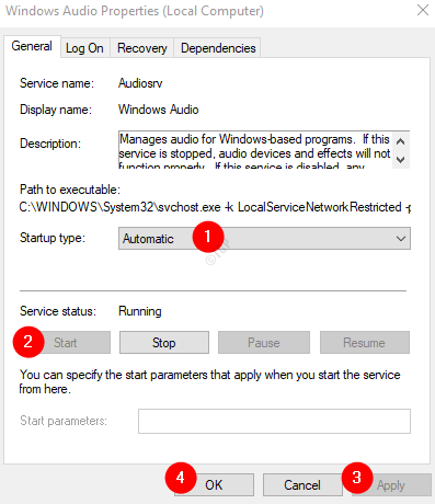 Propriedades de áudio do Windows