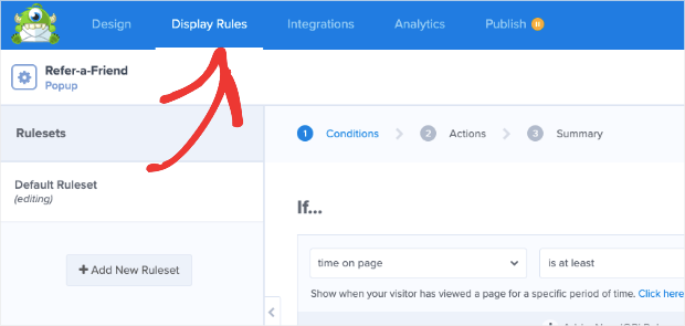 display rules at the top of the om editor