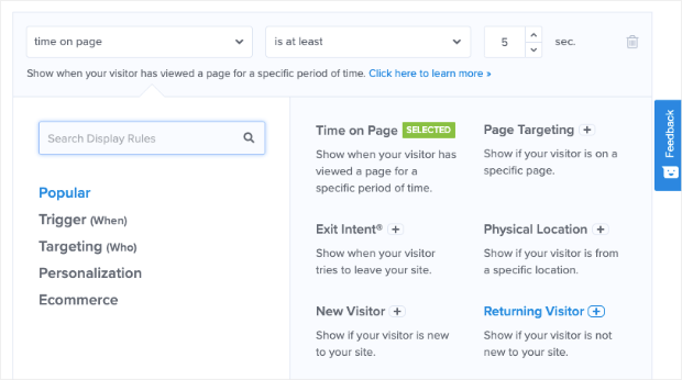 targeting rules for optinmonster