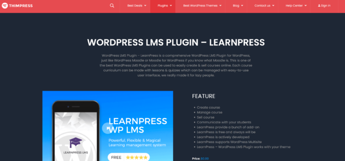 Análise do LearnPress: Página inicial do LearnPress