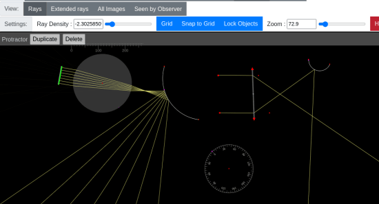 Site gratuito de simulação Ray Optics para Ray Tracing Online