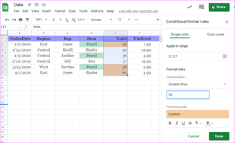 Guia para usar a formatação condicional no Google Folhas 4