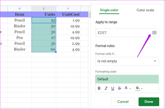 Guia para usar a formatação condicional no Google Folhas 5