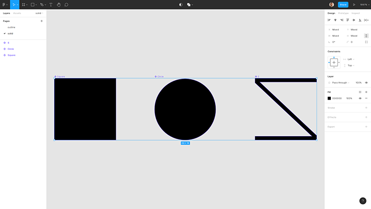Ícones sólidos criando usando preencher Figma