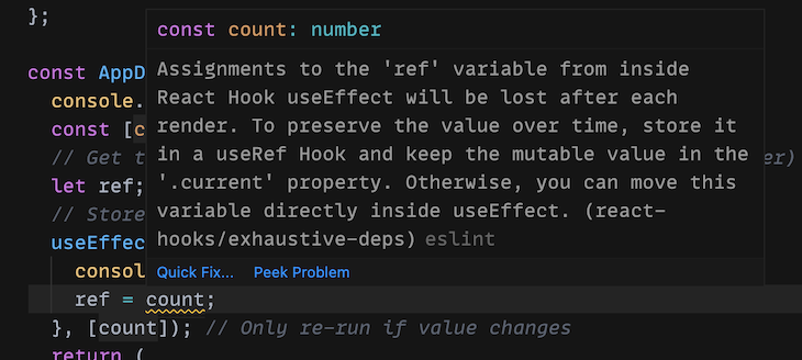 Warning From the ESLint Rules of Hooks Plugin