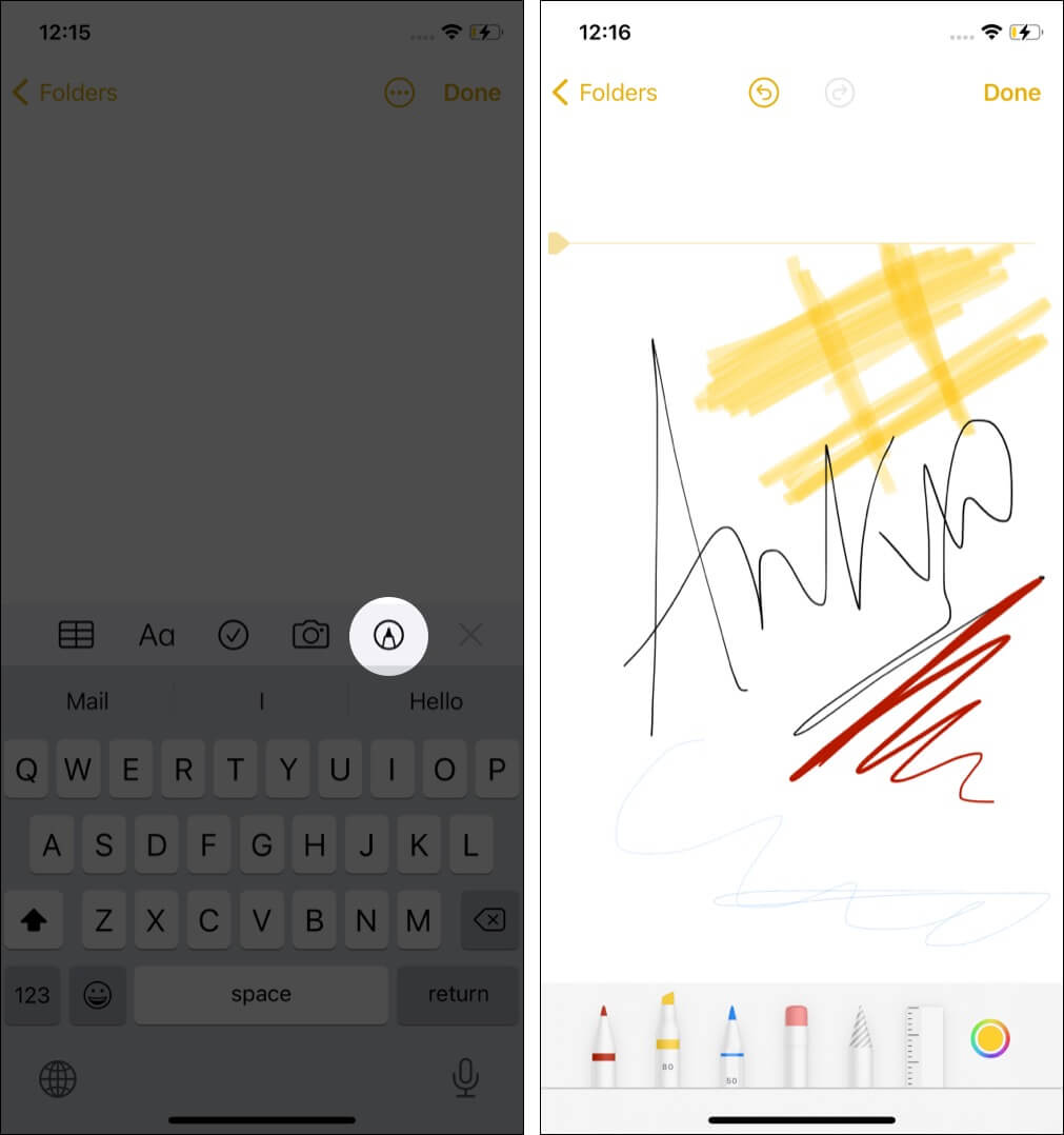 Draw and sketch inside notes app on iPhone and iPad