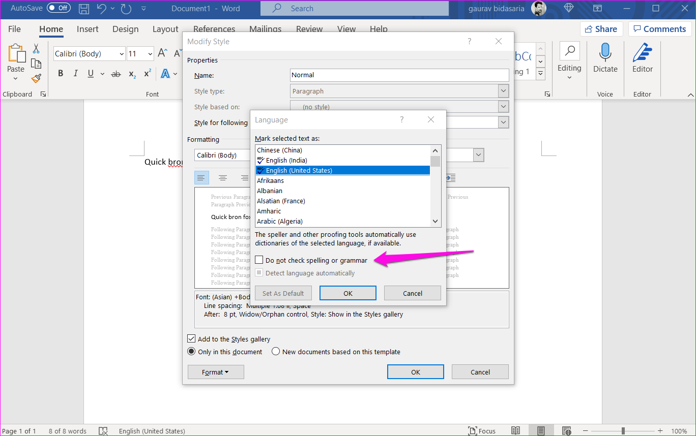 Correções para verificação ortográfica não funcionam no Microsoft Word 17