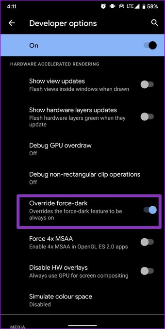 Override force dark