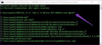 Prompt de comando para localizar arquivos