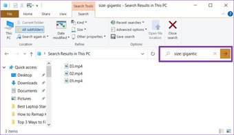 Pesquisar arquivos gigantes no File Explorer