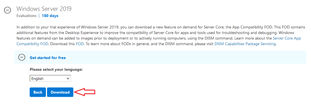 Windows Server 2019 language