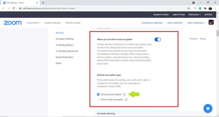 Criptografia de ponta a ponta com zoom
