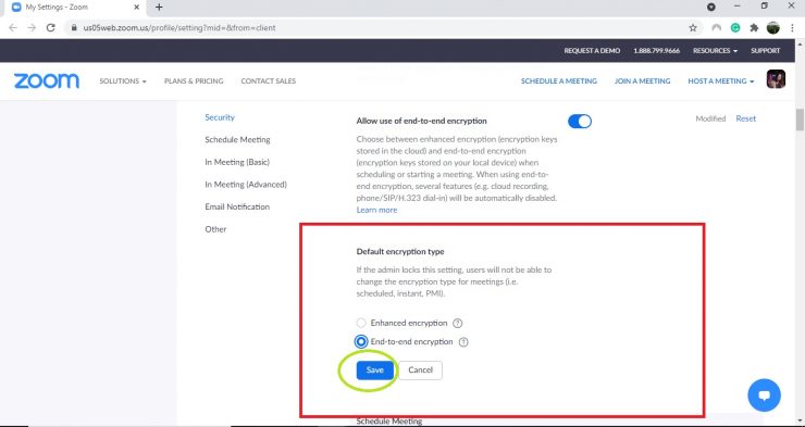 Criptografia de ponta a ponta com zoom