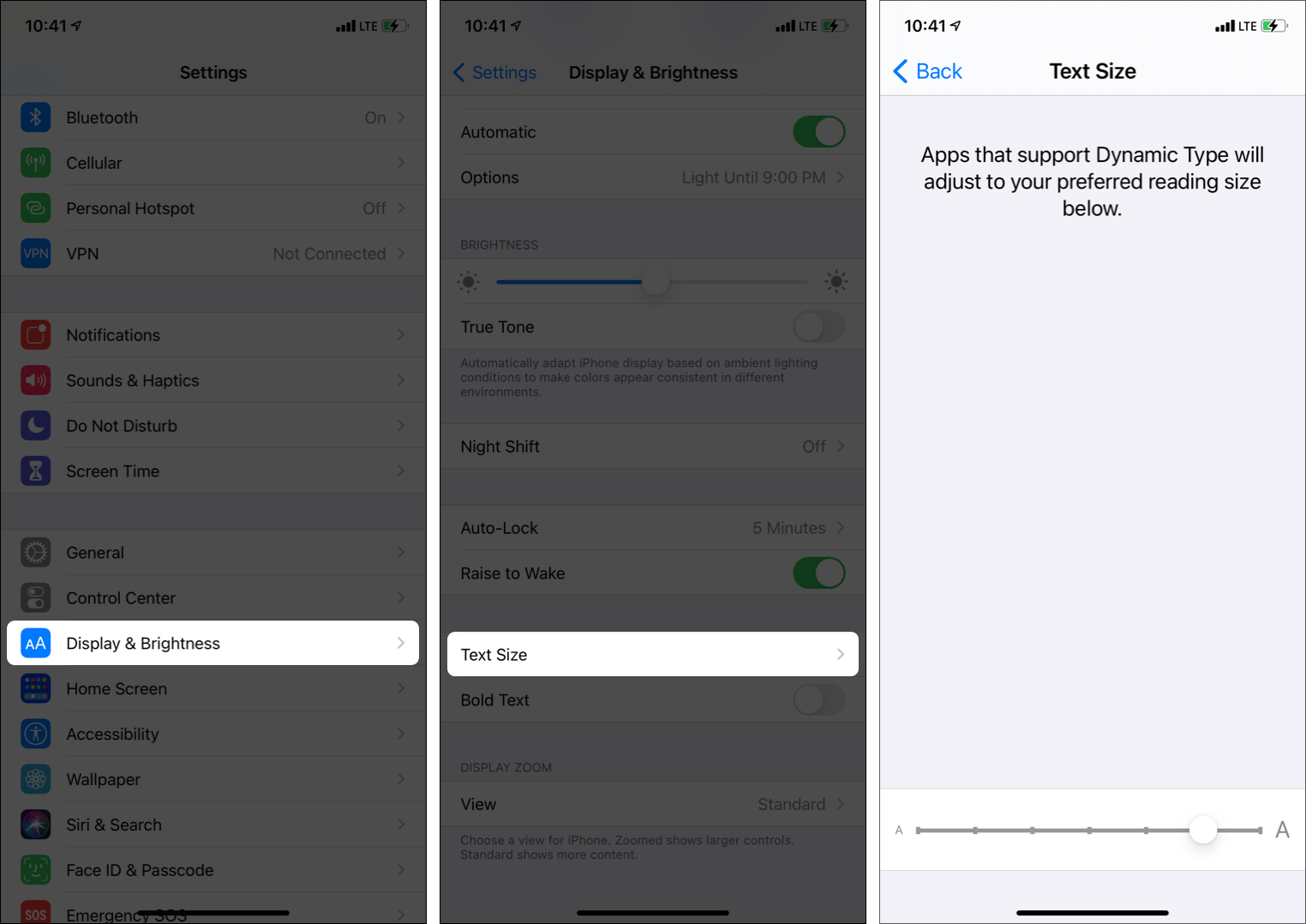 Como aumentar o tamanho da fonte no iPhone usando Display e Brilho