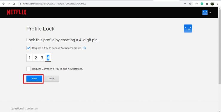 PIN Lock no Netflix Profile