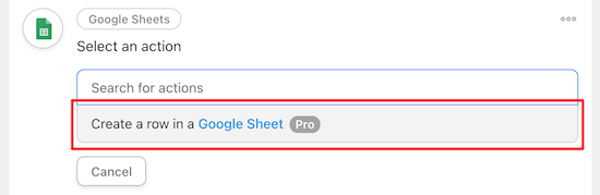 Criar uma linha na planilha do Google