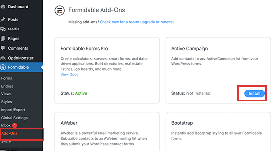 addon ActiveCampaign