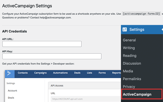 ActiveCampaign connect conta