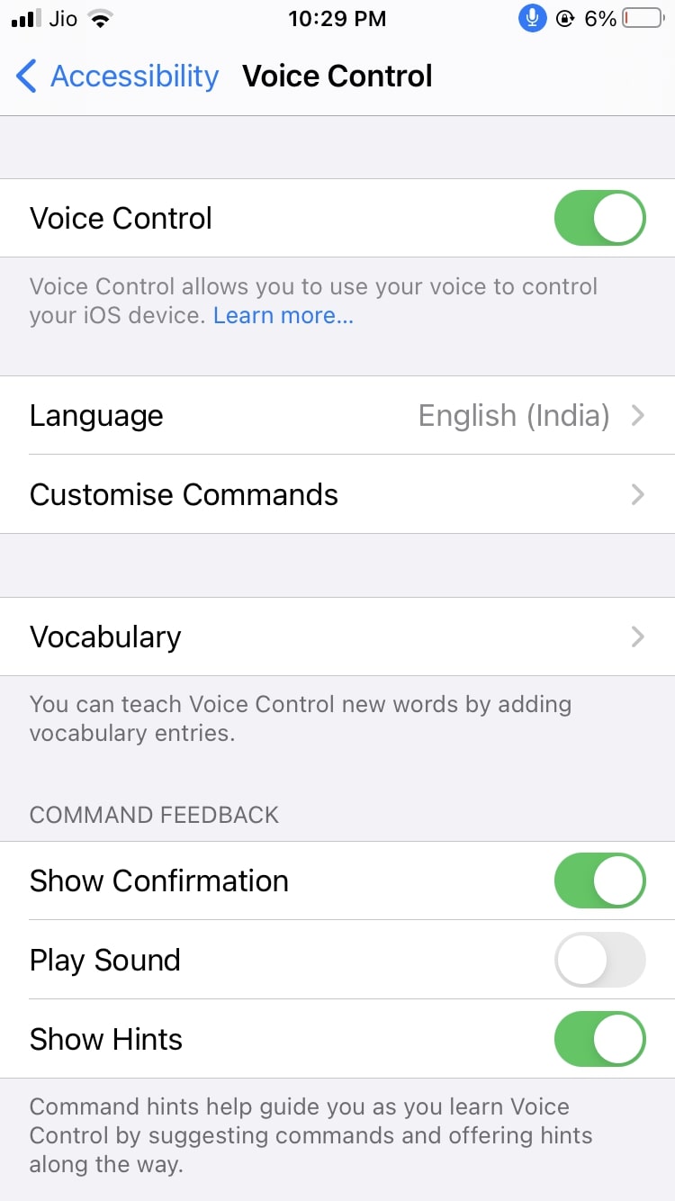Controle de voz Obturador remoto iOS