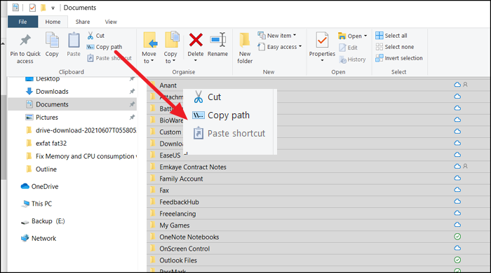 Como copiar a lista de nomes de arquivos e pastas no Windows 10