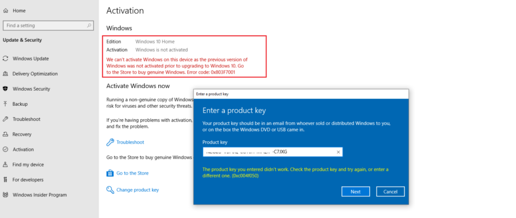 Como corrigir o erro 0xc004f050 Windows 10