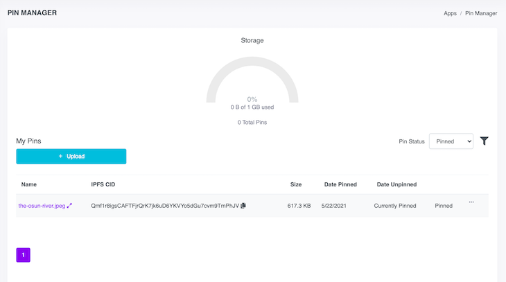 Upload NFT Metadata Pinata