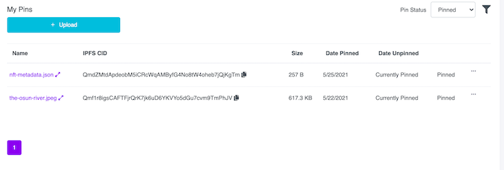 Upload File Pinata