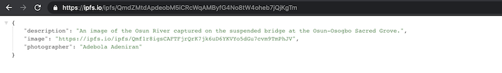 NFT Metadata JSON CID