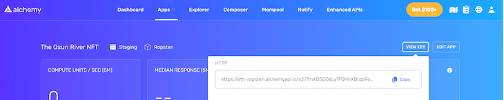 Alchemy Dashboard View Key