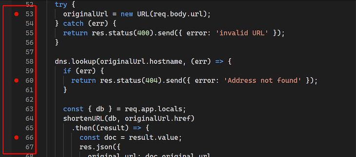 Breakpoints ativos