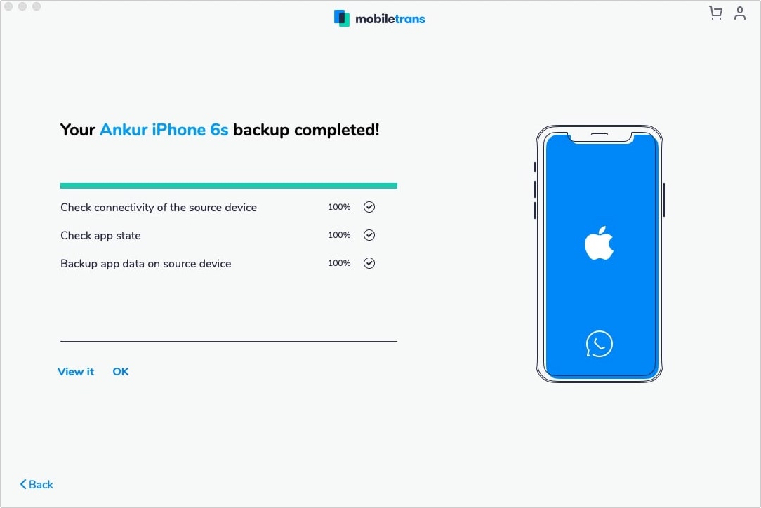WhatsApp Backup de iPhone para Mac complete