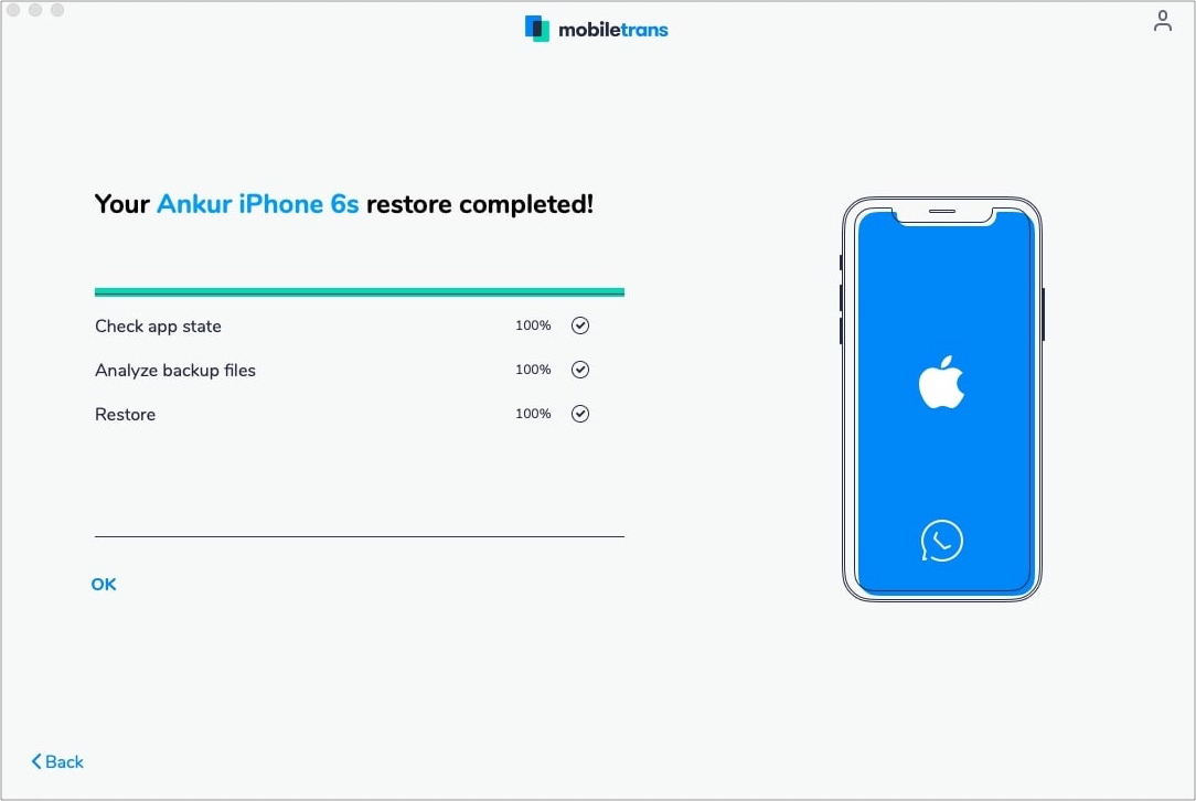 WhatsApp Backup Restore complete