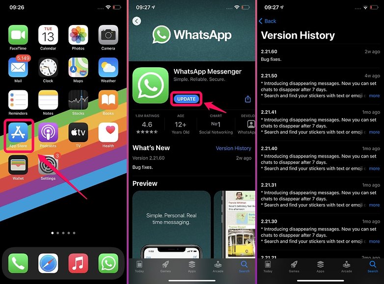 como verificar as atualizações do Whatsapp iOS