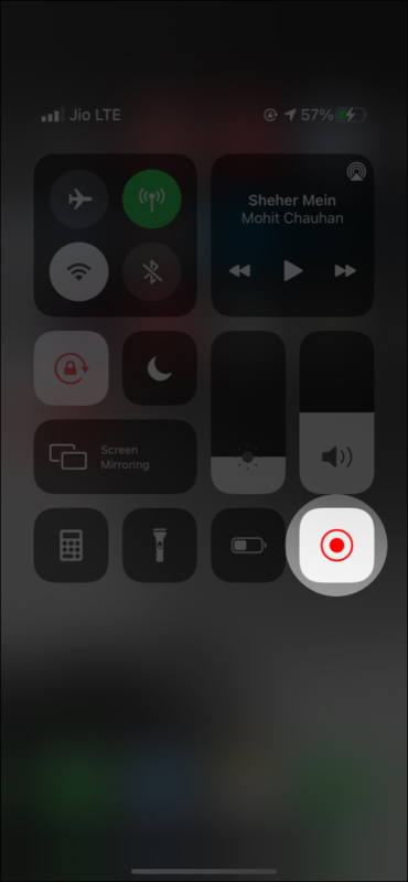 Como parar a gravação de tela usando o Control Center