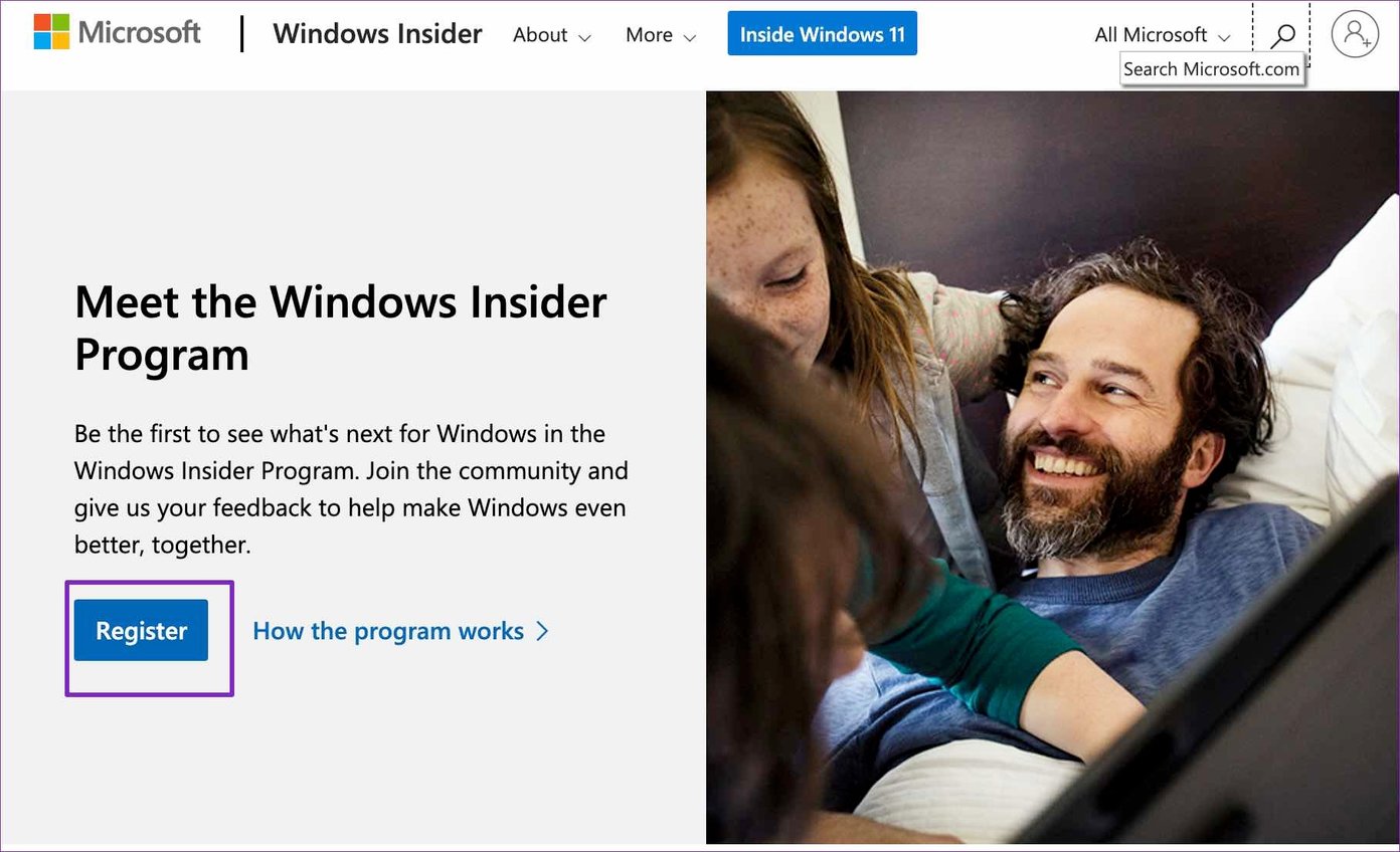 Usar a web do programa windows insider