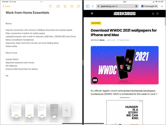 Como usar Split View no iPad no iPadOS 15