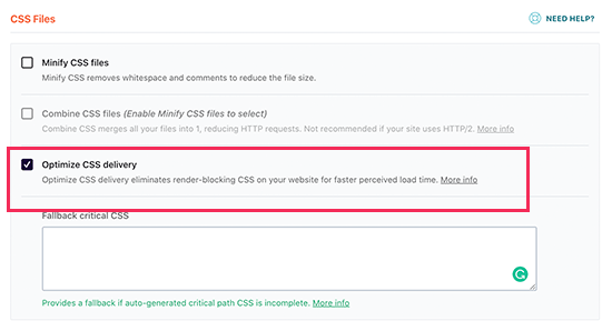Optimize Entrega CSS em WP Rocket