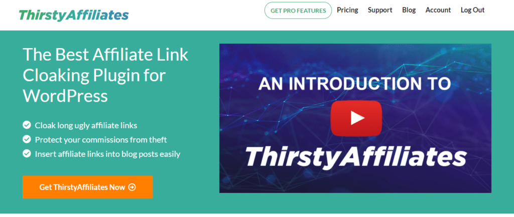 Página inicial da ThirstyAffiliates