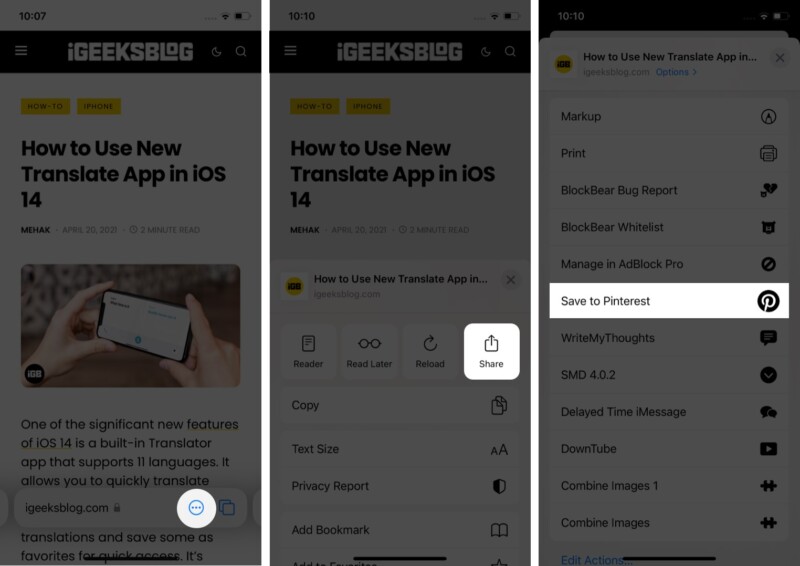 Como usar extensões do Safari no iPhone a partir da planilha de compartilhamento
