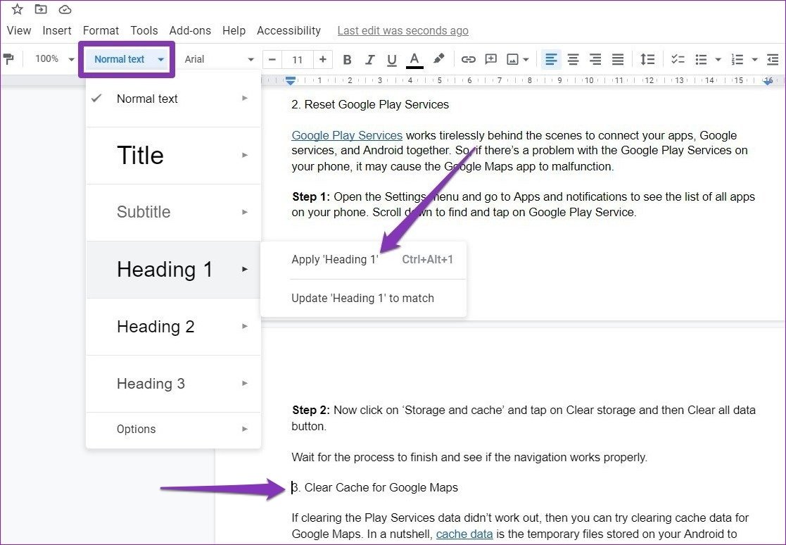 Aplicar títulos no Google Docs