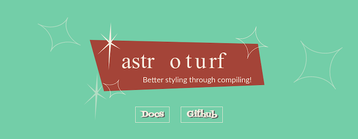 Astroturf escrito em um cartão marrom com fundo verde