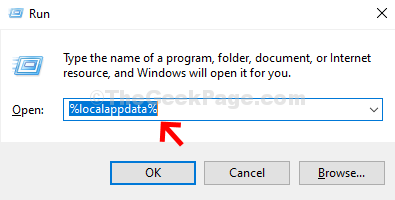 Win + R Executar Box Localappdata Ok