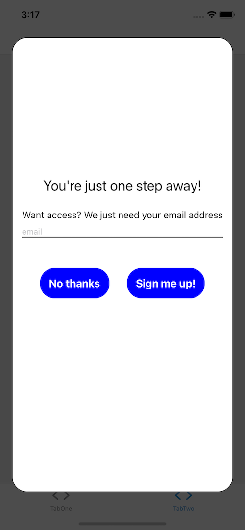 Módulo pop up nativo do React concluído