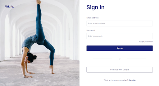 Página de login para o aplicativo Fitness Tracker