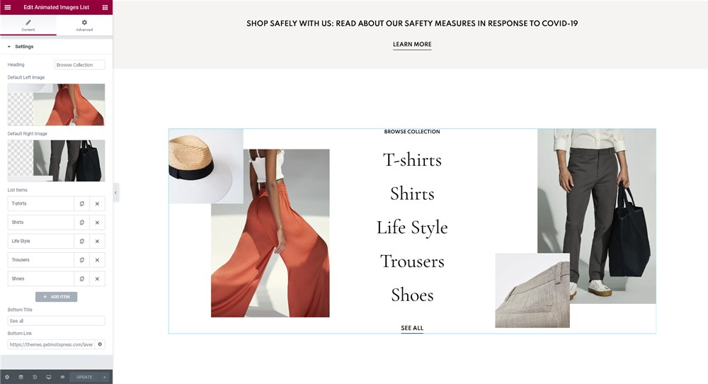 widget de categorias animadas laveri