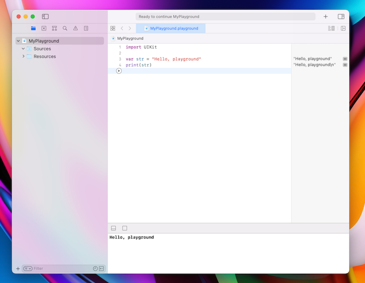 Xcode New Playground Display