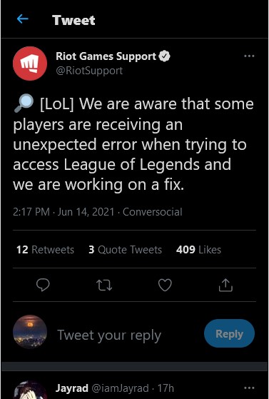 League of Legends - Erro inesperado ao fazer login - O que é e
