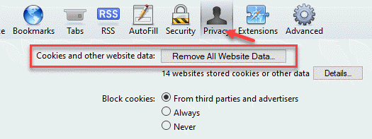 Safari Preferências Privacidade Remover todos os dados do site
