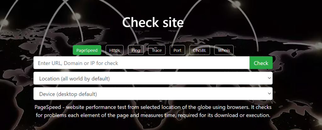 verificar guia do site no rastreador de host